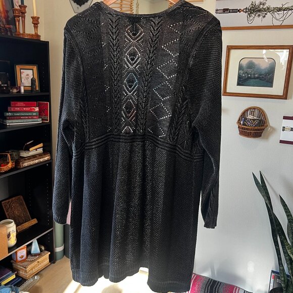 TORRID Dark Grey Washed Black Cotton Knit Long Cardigan - Size 4 - Picture 3 of 8